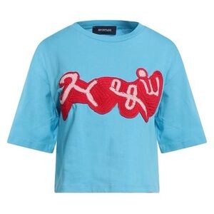Light Blue Kids Short-Sleeve Tee with Red Script Patch by SPORTMAX